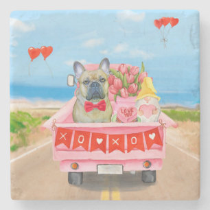 Porta-copo De Pedra Caminhão Dia de os namorados do Buldogue Francês