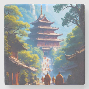 Porta-copo De Pedra Caminho da Pagode Mística ao Nascer do Sol