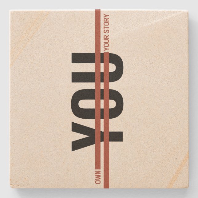 Porta-copo De Pedra Camiseta Own Your Story – Citação Motivacional em  (Frente)