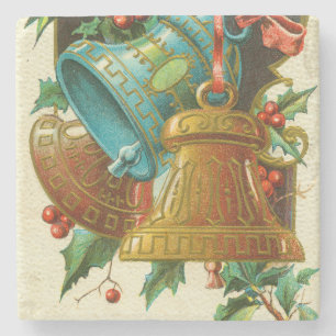 Porta-copo De Pedra Campainhas de Natal, Cartão de Boas Festas Vintage