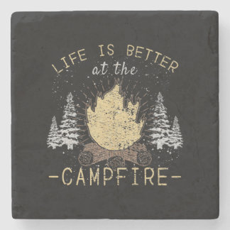Porta-copo De Pedra Campfire - A Vida É Melhor Pelo Fogo