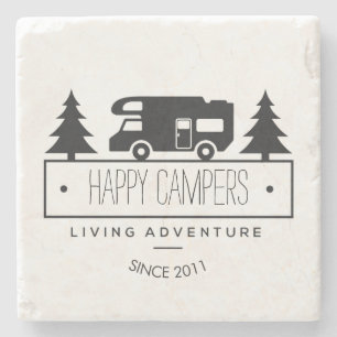 Porta-copo De Pedra Campistas felizes RVs de acampamento RVers RVing