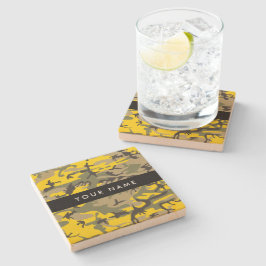 Porta-copo De Pedra Camuflagem Amarela e Verde Seu nome Personaliza