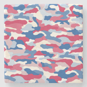 Porta-copo De Pedra Camuflagem Azul e Branco Vermelho