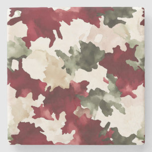 Porta-copo De Pedra Camuflagem Creme Verde Vermelho