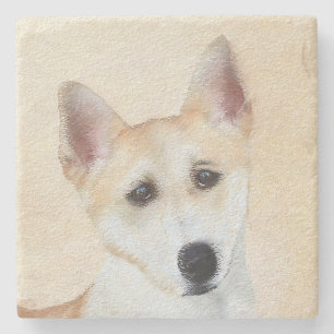 Porta-copo De Pedra Canaan Dog Painting - Arte de Cachorro Original