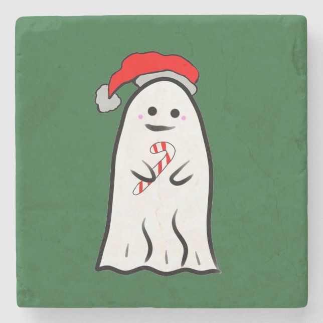 Porta-copo De Pedra Candy Cane Ghost (Frente)