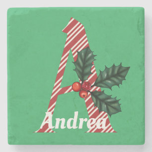 Porta-copo De Pedra Candy Cane Stripe - Letra Um Grande Natal