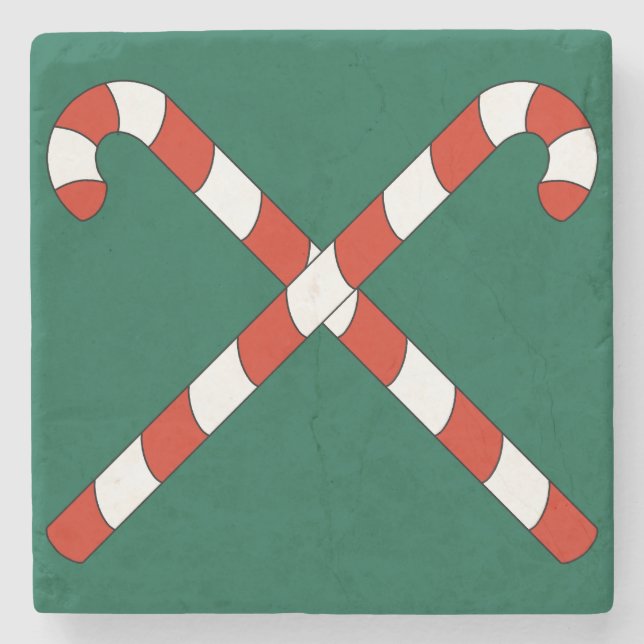 Porta-copo De Pedra Candy Canes Crossed (Frente)