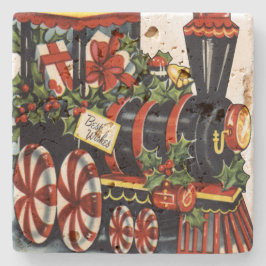 Porta-copo De Pedra Candy Train Christmas