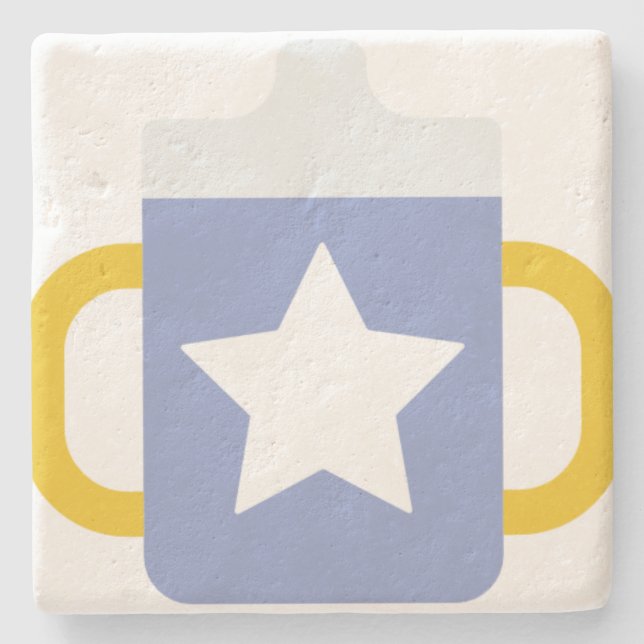 Porta-copo De Pedra caneca azul-estrela (Frente)