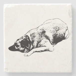 Porta-copo De Pedra Cão de Tinta Afiada Adiciona Humor Tranquilo à Mes