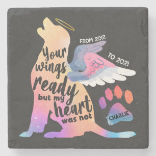 Porta-copo De Pedra Cão Pet Memorial Watercolor Design Love