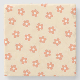 Porta-copo De Pedra Caprichoso Floral de Pêssego e Laranja Retro, Aleg