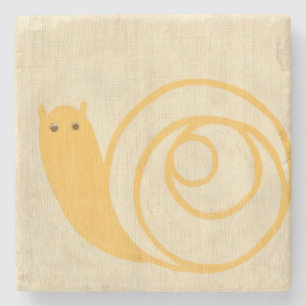 Porta-copo De Pedra Caracol Amarelo no Fundo do Cream