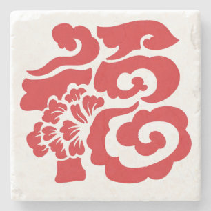 Porta-copo De Pedra Caractere chinês "Fu"