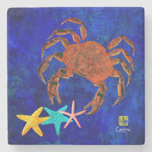 Porta-copo De Pedra Caranguejo e Starfish - Porta copos Marble