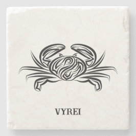 Porta-copo De Pedra Caranguejo Tribal Negro e Branco