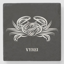 Porta-copo De Pedra Caranguejo Tribal Negro e Branco