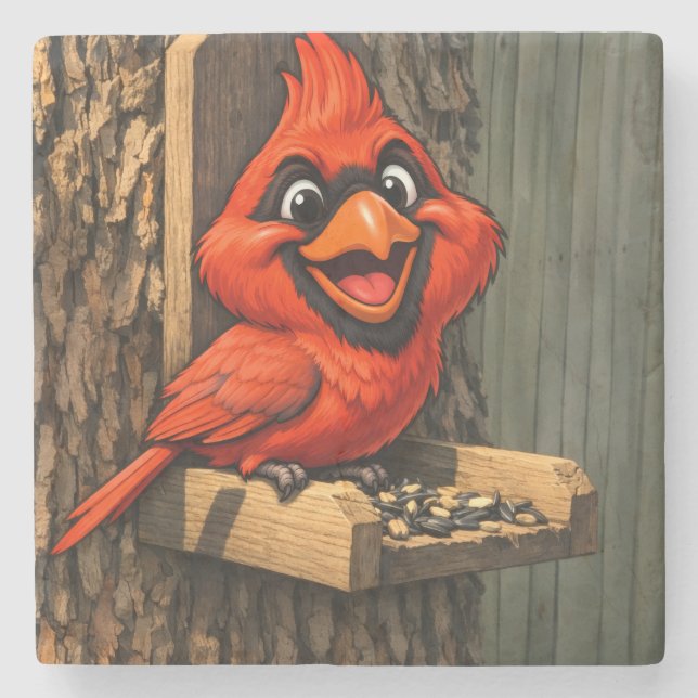 Porta-copo De Pedra Cardinal caricature (Frente)