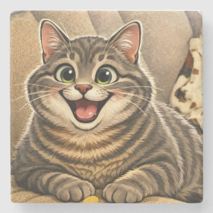 Porta-copo De Pedra Caricatura de gato