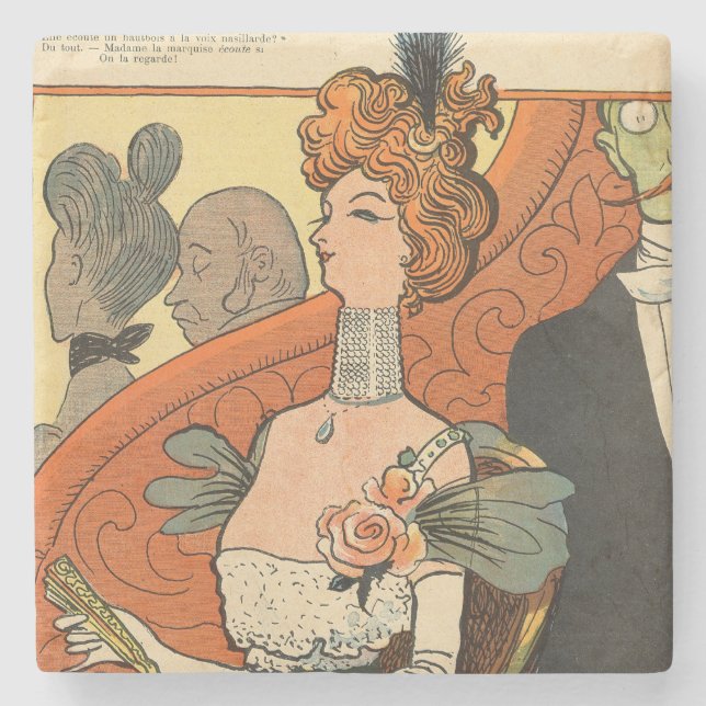 Porta-copo De Pedra Caricatura de um Marquise francês (Frente)