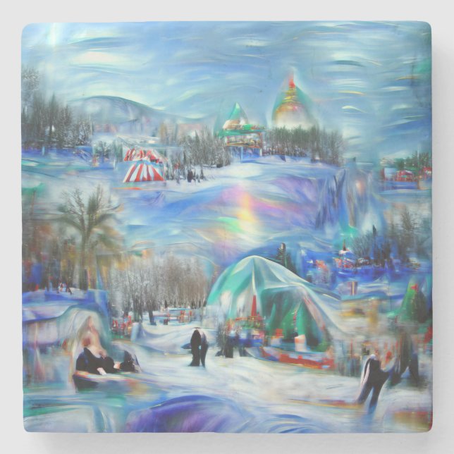 Porta-copo De Pedra Carnaval de inverno (Frente)