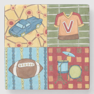 Porta-copo De Pedra Carro, Jersey, futebol e kit de tambor