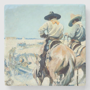 Porta-copo De Pedra Carroça de Suprimentos Western Art por NC Wyeth