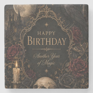 Porta-copo De Pedra Cartão de Aniversário Gótico, Floral Escuro, Marip