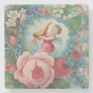 Porta-copo De Pedra Cartão de Dia dos Namorados Floral da Era Vitorian