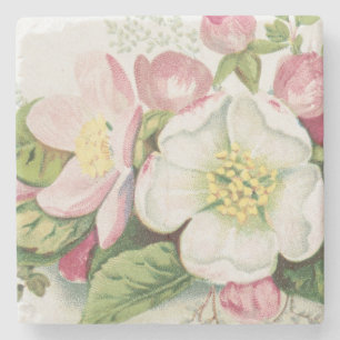 Porta-copo De Pedra Cartão de Natal Vintage Retro, Flores de Maçã