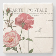 Cartão-postal francês Vintage Rosa