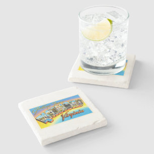 Porta-copo De Pedra Cartão velho das viagens vintage de Richmond