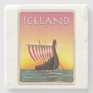 Porta-copo De Pedra cartaz de viagem Viking Islândia