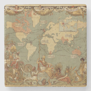 Porta-copo De Pedra Cartaz do Mapa Mundial do Império Britânico de 188