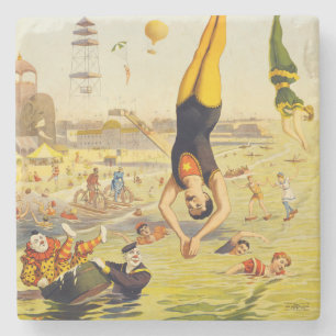 Porta-copo De Pedra Cartaz do Show Paralelo de Coney Island de 1898