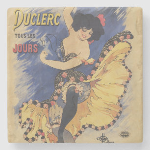 Porta-copo De Pedra Cartaz Francês Antigo Dançarino Art Nouveau
