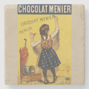 Porta-copo De Pedra Cartaz Francês Vintage Chocolat Menier Arte Bouiss