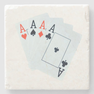 Porta-copo De Pedra Cartões de pôquer Quad Aces,