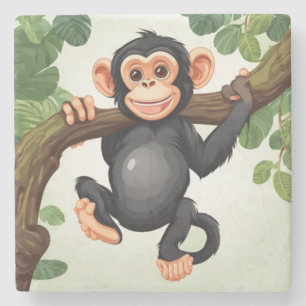 Porta-copo De Pedra Cartoon Chimpanzé Engraçado e Bonito