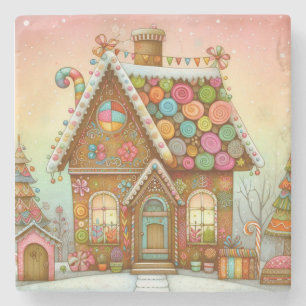 Porta-copo De Pedra Casa de gengibre branca