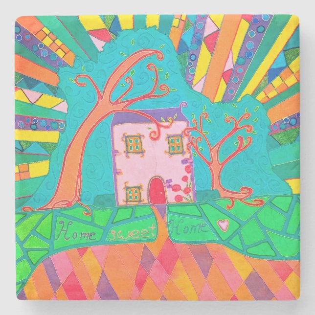 Porta-copo De Pedra Casa doce (Frente)