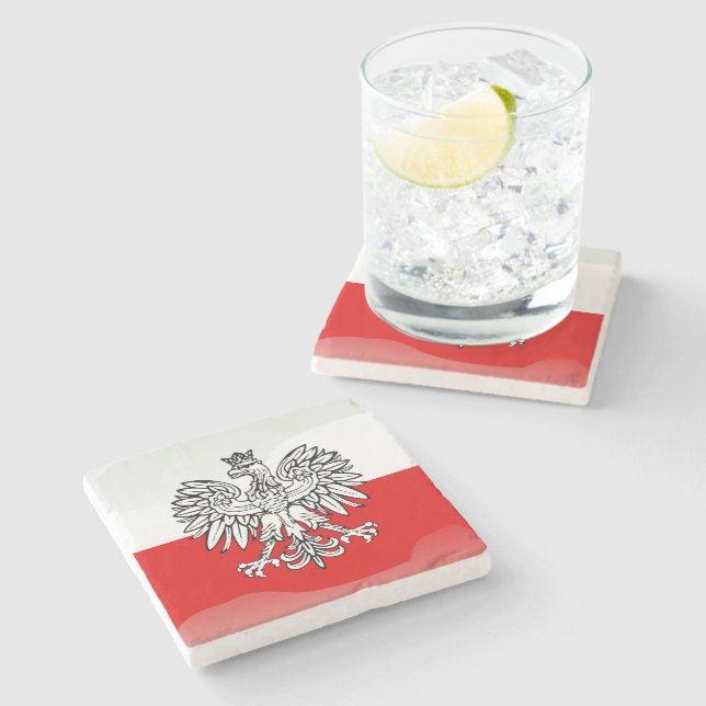 Porta-copo De Pedra Casaco de armas da Polônia (Lateral)
