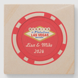 Porta-copo De Pedra Casados em Vegas Poker Chip Suporte de Pedra