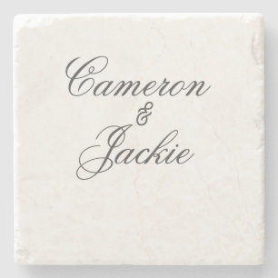 Porta-copo De Pedra Casais de casamento simples e elegante nome caligr