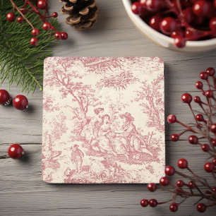 Porta-copo De Pedra Casal Pastoral Vintage Vermelho Toile de Jouy
