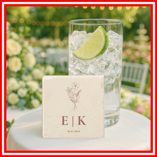 Porta-copo De Pedra Casamento Burnt Orange Boho Terracotta Wildflower (Criador carregado)