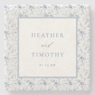 Porta-copo De Pedra Casamento Clássico Azul-Branco Vitoriano