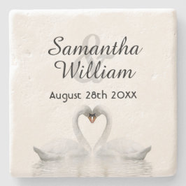 Porta-copo De Pedra Casamento de cisnes brancos de amor
